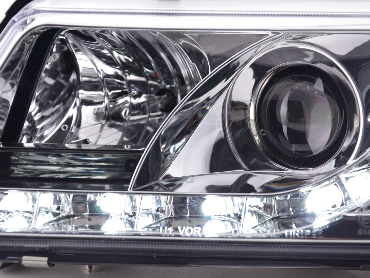 Scheinwerfer Set Daylight LED Tagfahrlicht Audi A3 Typ 8L 96-00 chrom Scheinwerfer Set Daylight LED Tagfahrlicht Audi A3 Typ 8L 96-00 chrom